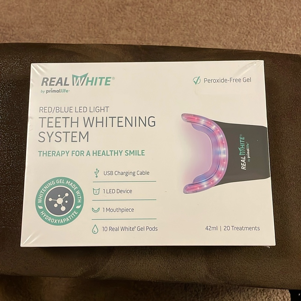 Primal Life Organics Natural Teeth Whitening System Red and Blue LED Light NEW